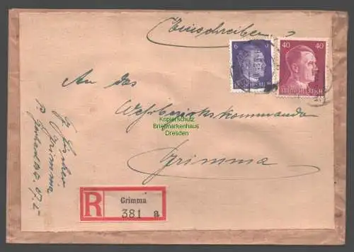 B9376 R-Brief Wehrmeldeamt Grimma a 1943  Wehrmeldeamt Grimma