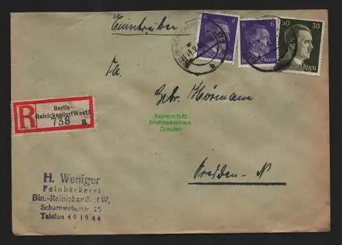 B9159 R-Brief Gebr. Hörmann A.-G. Berlin- Reinickendorf West 3 a 1943 H. Weniger