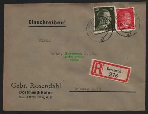 B9251 R-Brief Gebr. Hörmann A.-G. Dortmund 1 1943 Gebr. Rosendahl