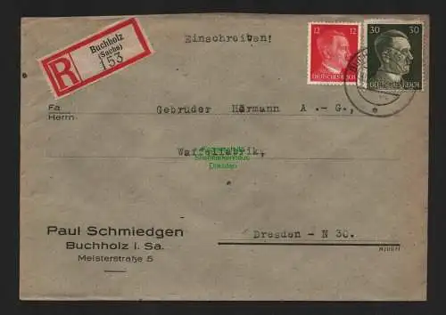 B9200 R-Brief Gebr. Hörmann A.-G. Buchholz (Sachs) 1943 Paul Schmiedgen