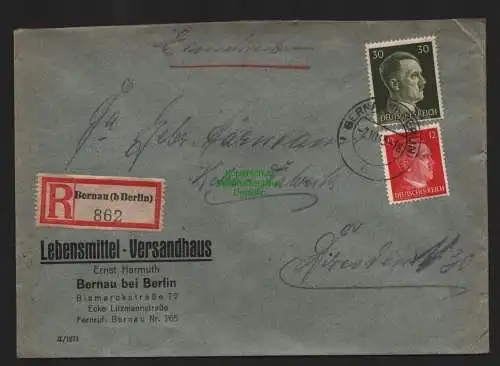 B9168 R-Brief Gebr. Hörmann A.-G. Bernau (b Berlin) 1943 Ernst Harmuth Lebensm