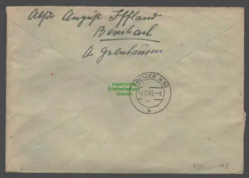 B9350 R-Brief Gebr. Hörmann A.-G. Gelnhausen l 1942 August Iffland  Bembach