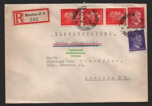 B9596 R-Brief Gebr. Hörmann A.-G. München Franz Belitz 1942 Streng Vertraulich