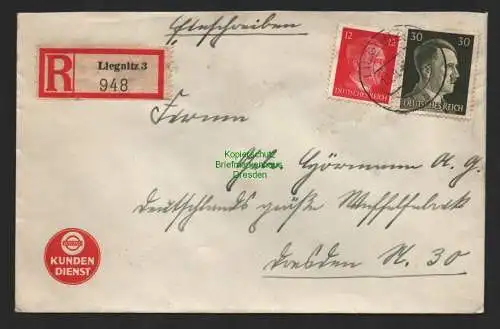 B9548 R-Brief Gebr. Hörmann A.-G. Liegnitz Selma Bindig 1943 Honigkuchen Zucker