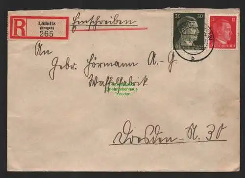 B9556 R-Brief Gebr. Hörmann A.-G. Lößnitz (Erzgeb) Kurt Leistner 1943