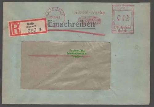 B9403 R-Brief Gebr. Hörmann A.-G. Halle (Saale) 2 a 1943 Geiseltal Einkaufsgen