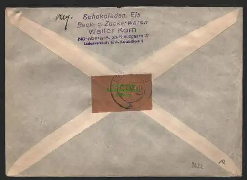 B9632 R-Brief Gebr. Hörmann A.-G. Nürnberg 1 Walter Korn 1943 Schokoladen, Eis