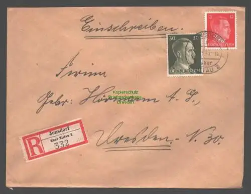 B9440 R-Brief Gebr. Hörmann A.-G. Johnsdorf über Zittau 2 1943