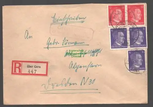 B9386 R-Brief Gebr. Hörmann A.-G. Großbocka über Gera 1943 Herta Schneider