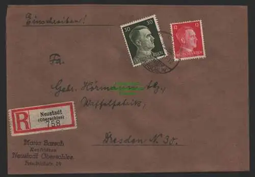 B9618 R-Brief Gebr. Hörmann A.-G. Neustadt (Oberschles) 758 Maria Barsch 1943