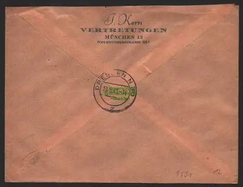 B9591 R-Brief Gebr. Hörmann A.-G. München 13 b J. Kern  1943 Vertretungen