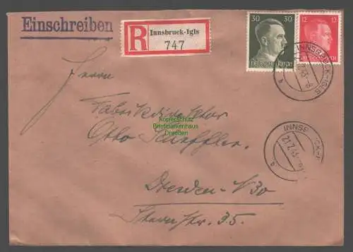 B9437 R-Brief Gebr. Hörmann A.-G. Innsbruck-Igls 1943 an Fabrikdirektor Scheffel