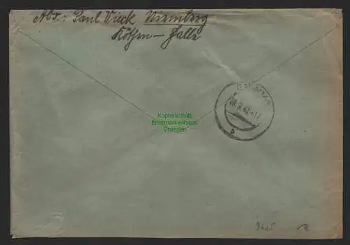 B9625 R-Brief Niemberg Köthen-Halle Paul Vieck 1943 Wehrbezirkskommando Grimma