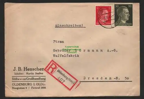 B9640 R-Brief Gebr. Hörmann A.-G. Oldenburg (Oldenb) 1 407 J. B. Henschen Janßen