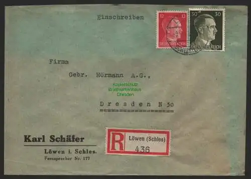 B9558 R-Brief Gebr. Hörmann A.-G. Löwen (Schles) Karl Schäfer 1942