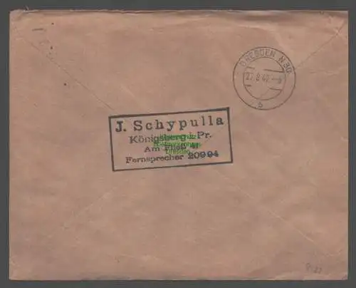 B9482 R-Brief Gebr. Hörmann A.-G. Königsberg (Pr) 6 c 1942 J. Schypulla