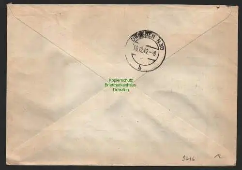 B9616 R-Brief Gebr. Hörmann A.-G. Neusalza-Spremberg Franz Riese 1942 Thams &