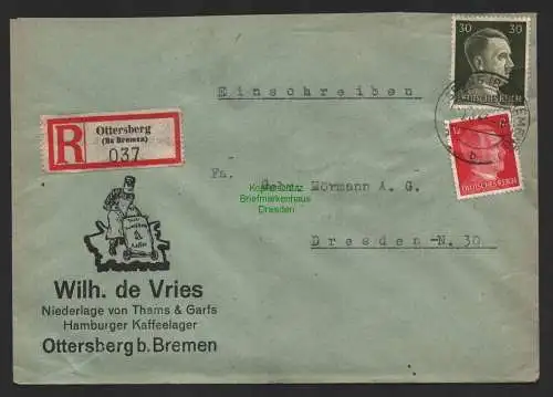 B9649 R-Brief Gebr. Hörmann A.-G. Ottersberg (Bz Bremen) Wilh. De Fries  1943