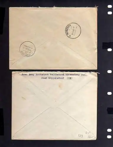 B989 2x SBZ Brief Gebühr bezahlt 1946 Köppeldsorf Thür. Nord 2 Einschreiben an Z