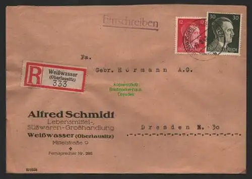 B9795 R-Brief Gebr. Hörmann A.-G. Weißwasser (Oberlausitz) Alfred Schmidt  1942