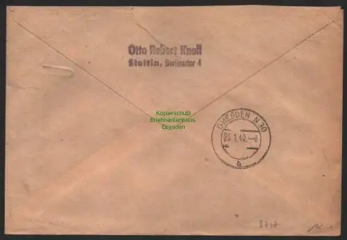 B9747 R-Brief Gebr. Hörmann A.-G. Stettin 4 a 364  Otto Robert Knoll 1942