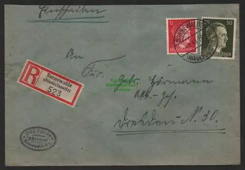 B9740 R-Brief Gebr. Hörmann A.-G. Sonnewalde Niederlausitz Fincke 1943 Bäckerei