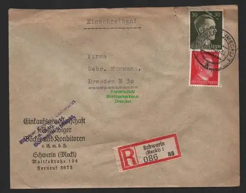 B9726 R-Brief Gebr. Hörmann A.-G. Schwerin (Meckl) 1 1943 Einkaufsgenossenschaft