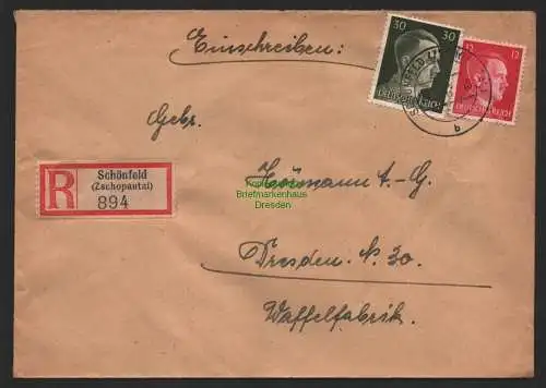 B9716 R-Brief Gebr. Hörmann A.-G. Schönfeld (Zschopautal) Gerda Erler 1942