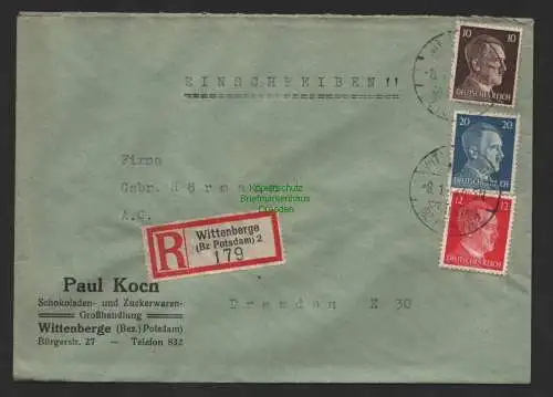 B9804 R-Brief Gebr. Hörmann A.-G. Wittenberge (Bz Potsdam) 2 Paul Koch 1943 Scho