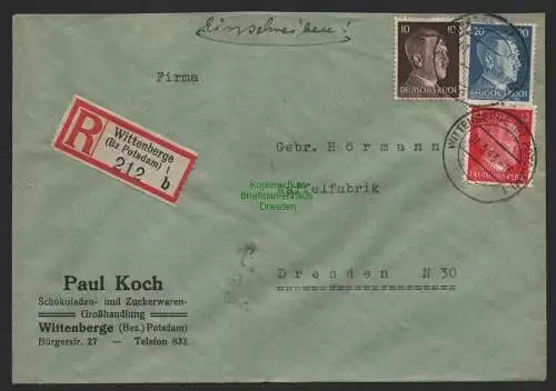 B9803 R-Brief Gebr. Hörmann A.-G. Wittenberge (Bz Potsdam) 1 b Paul Koch 1943