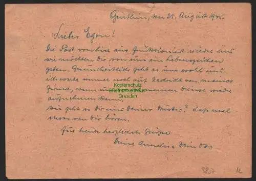 B9857 Postkarte SBZ Gebühr bezahlt 1945 Genthin nach Bitterfeld