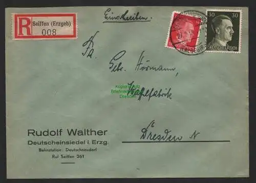 B9733 R-Brief Gebr. Hörmann A.-G. Seiffen (Erzgeb)  1943