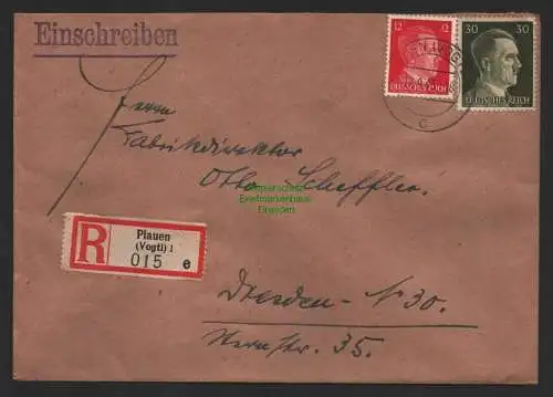 B9693 R-Brief Gebr. Hörmann A.-G. Plauen (Vogtl) 1 e Hellmut Waldenfels 1943