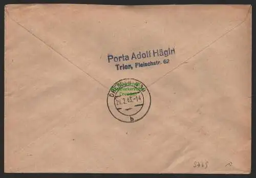 B9769 R-Brief Gebr. Hörmann A.-G. Trier 1 j Porta Adolf Hägin 1943