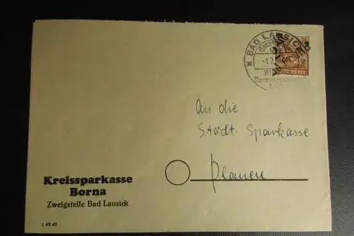 Bedarfsbrief Bezirkshandstempel Bezirk 27 Lunzenau Mulde 2.7.48 Mützenfabrik