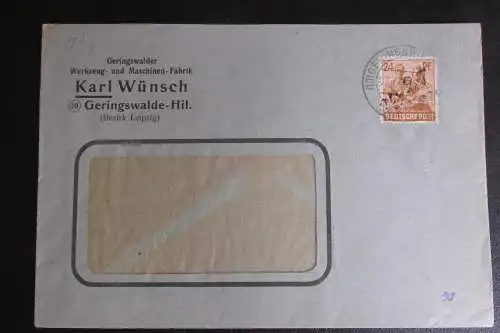 Brief Bezirkshandstempel Bezirk 27 Geringswalde 02.7.48 Werkzeug- und Maschinen