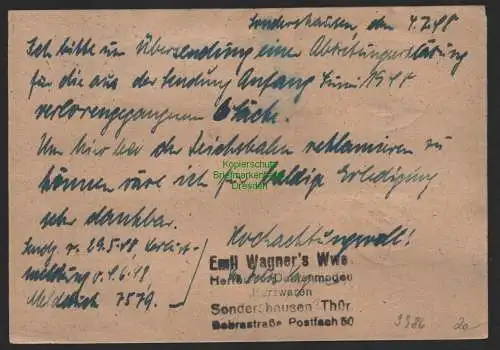 B9986 Postkarte SBZ Gebühr Währungsreform 1948 Zehnfach Sondershausen n. Berlin