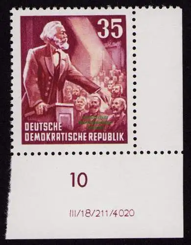 DDR DV 3598 350 DZ ** 70. Todestag von Karl Marx 1953