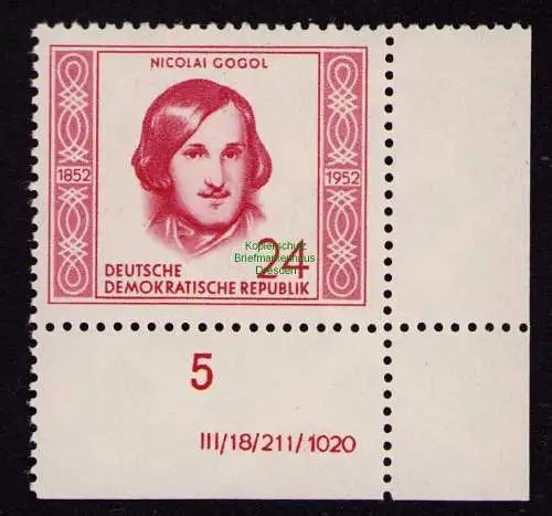 DDR DV 3579 313 DV ** Persönlichkeiten Nikolaj Gogol 1952