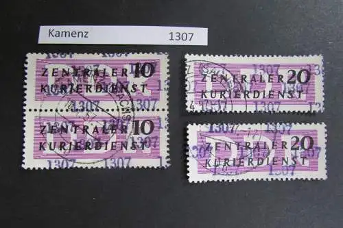 DDR ZKD Aufdruck Kontrollzahlen 1307 Kamenz 2x 10 11 15 gestempelt