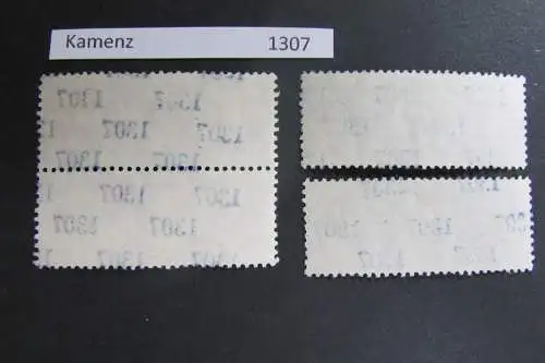 DDR ZKD Aufdruck Kontrollzahlen 1307 Kamenz 2x 10 11 15 gestempelt