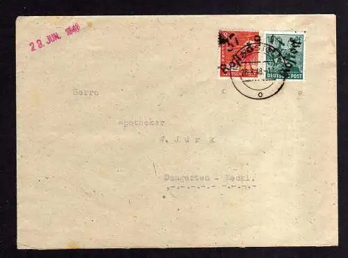 h1015 Brief Handstempel Bezirk 37 Rostock 8, 16 Pfg. gepr. Dr. Böheim BPP nach D