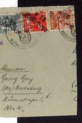 h1190 Briefstück Handstempel Bezirk 14 Radeberg 12.7.48