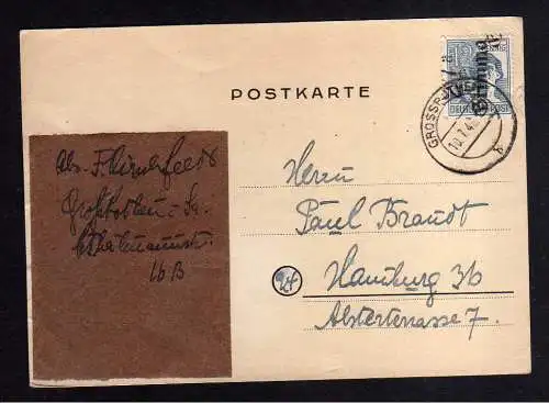 h1245 Karte Handstempel Bezirk 27 Grimma 10.7.48 Grossbothen