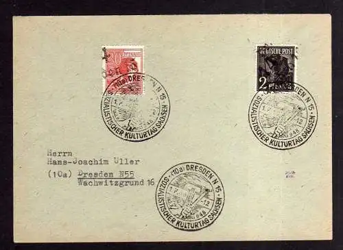 h1138 Brief Handstempel Bezirk 14 Dresden 15 Besonderheit rechte Häfte aus gete