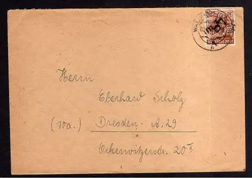 h1352 Brief Handstempel Bezirk 27 Waldheim 2.7.48 nach Dresden