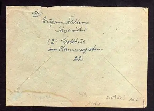 h215 Brief Handstempel Bezirk 36 Cottbus 26.6. an Landesregierung