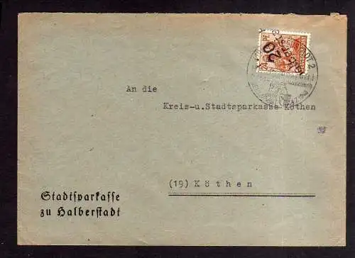 h1832 Handstempel Bezirk 20 Halberstadt 29.6.48 Stadtsparkasse SST Halberstadt r