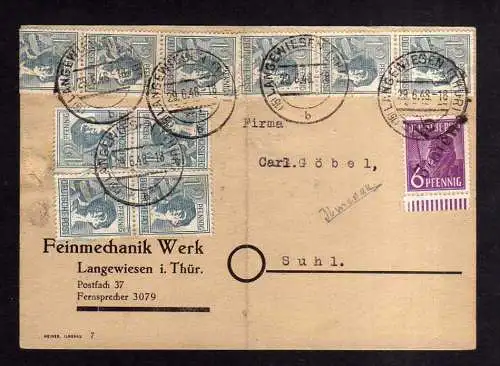 h1631 Handstempel Bezirk 16 Ilmenau + Zehnfach Langewiesen Feinmechanik Werk