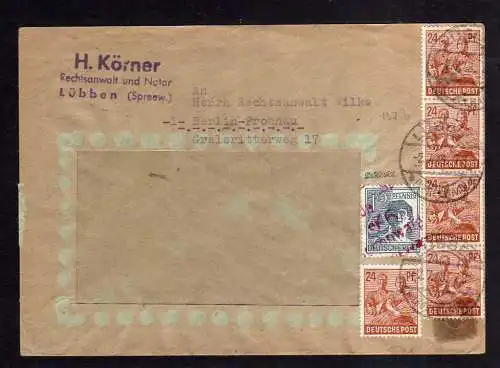 h1680 Handstempel Bezirk 36 137a Schönwalde rot 2.7.48 + Zehnfach nach Berlin